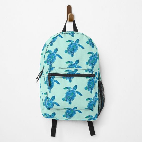 Discover Blue Swirl Turtle Silhouette  Backpack