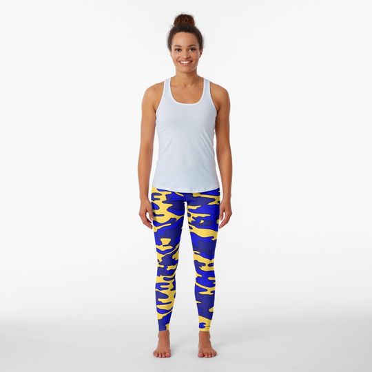 Discover Blue & Yellow Camouflage Leggings