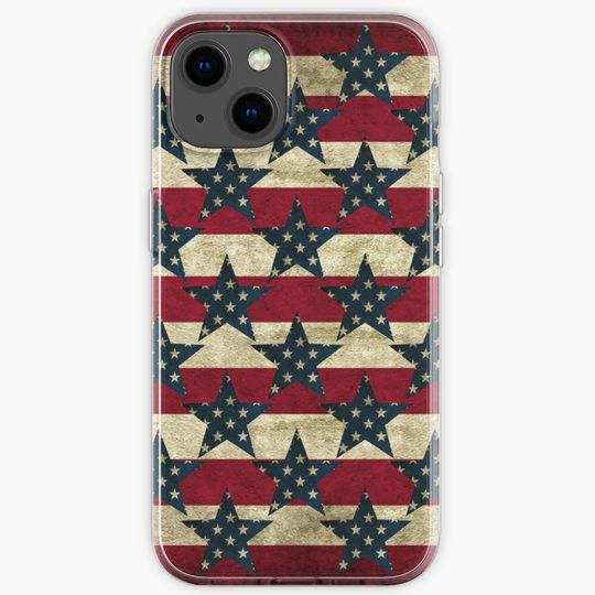 Discover Vintage Stars and Stripes Patterned Phone Wallet iPhone Case