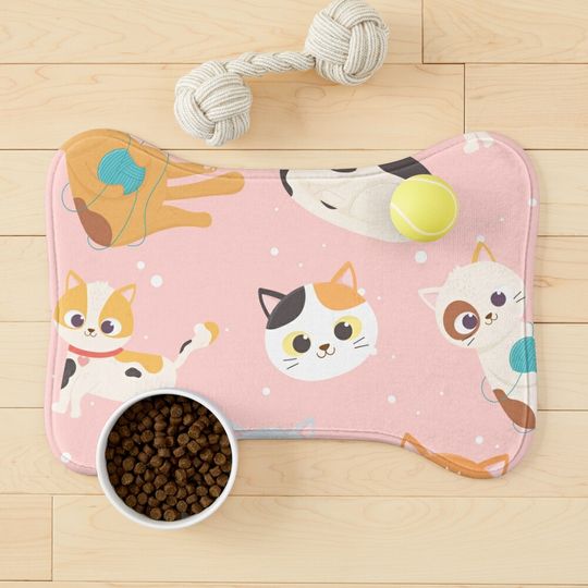 Discover Cat Pattern Pet Bowl Mat