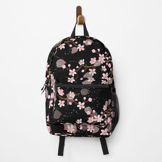 Discover White and Pink Japanese Cherry Blossom Floral Seamless Repetition Backpack