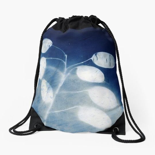 Discover Honesty - Cyanotype Print of Honesty Plant Drawstring Bag