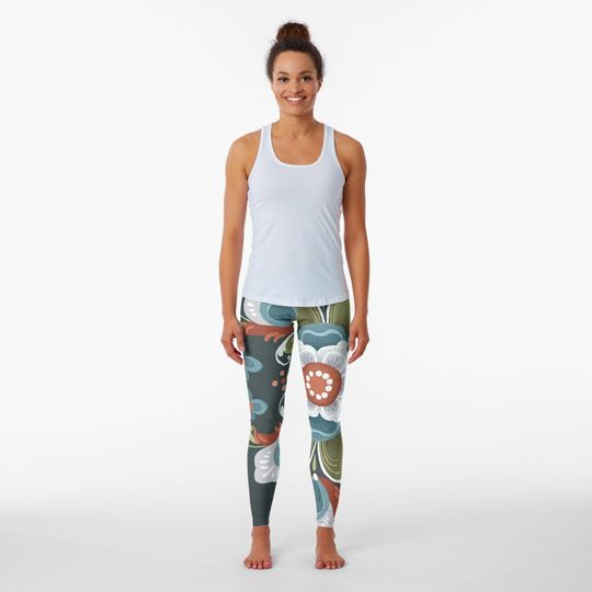 Discover Norwegian Rosemåling on Black Leggings