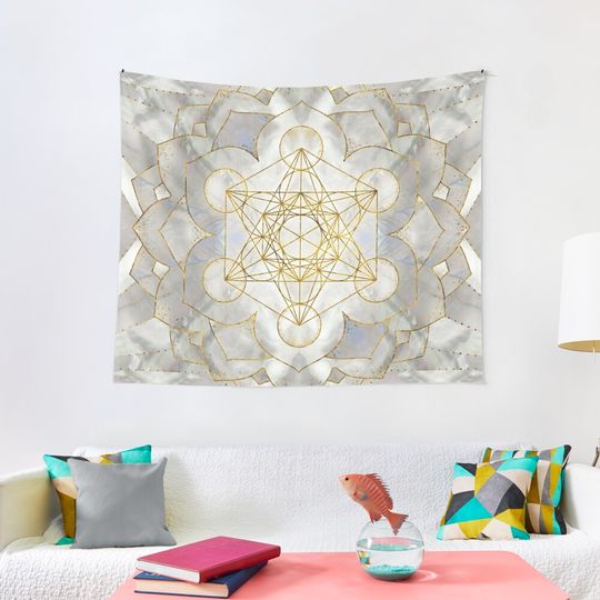 Discover Metatron's Cube in lotus Sacred Geometry  Tapestry