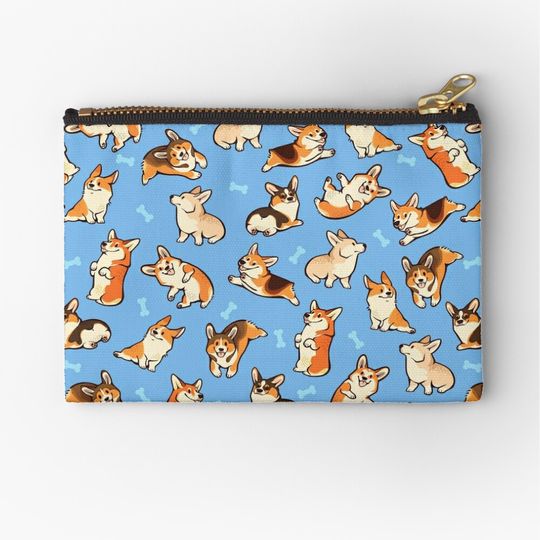 Discover Jolly corgis in blue Zipper Pouch