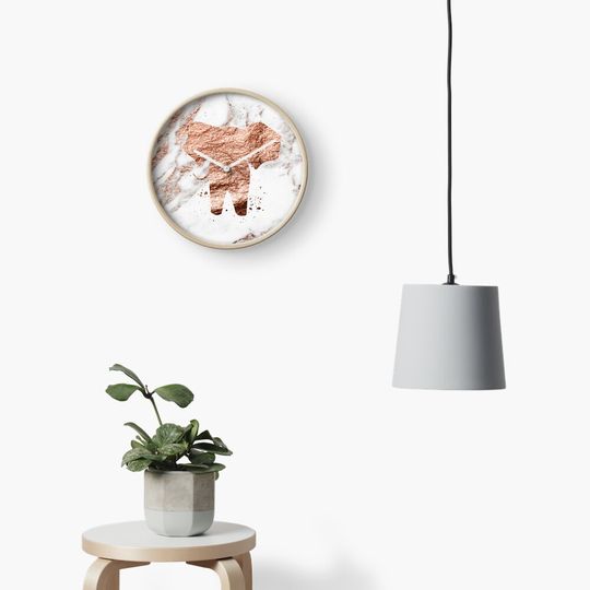 Discover Elephant - rose gold marble Clock
