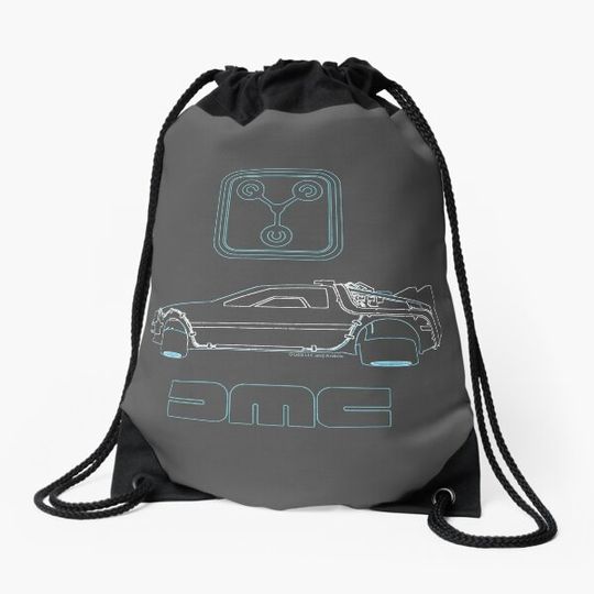 Discover Delorean and Flux Capacitor - Back to the Future Drawstring Bag