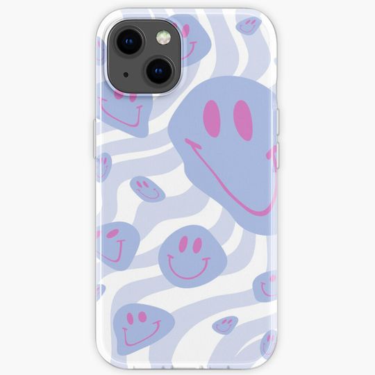 Discover Purple Distorted Smiley Face Liquid Swirl Abstract Pattern iPhone Case