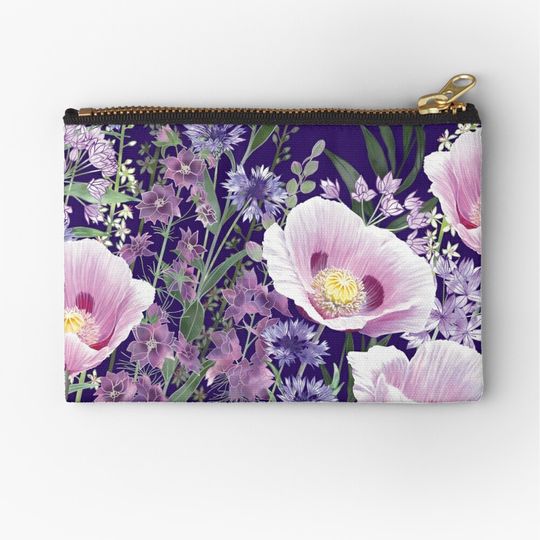 Discover Pink Summer Nights - Poppy Flower Garden Zipper Pouch