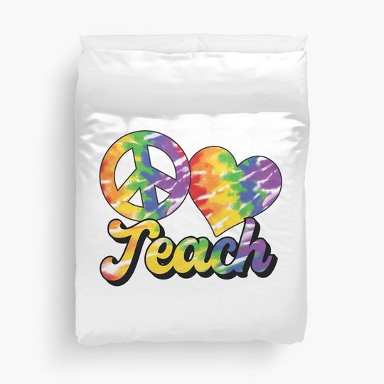 Discover Peace Love Teach Duvet Cover