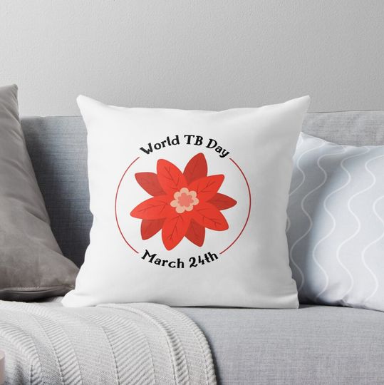 Discover White World TB Day Throw Pillow