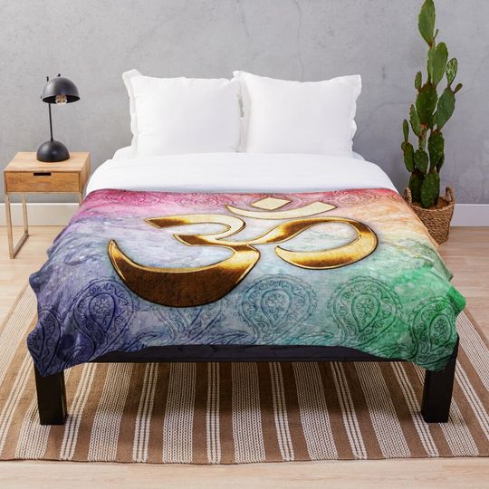 Discover Rainbow Om Throw Blanket