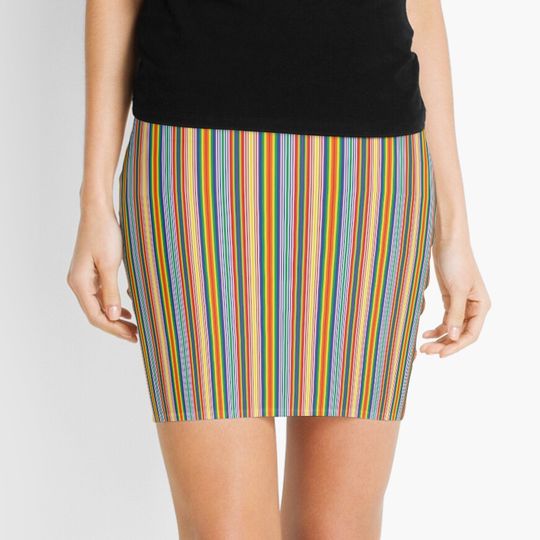 Discover Rainbow Vertical Stripes Mini Skirt