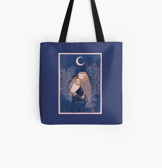 Discover Barn Owl Love by Rebecca Reck Art Bag