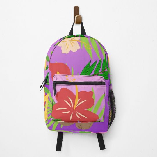 Discover Floral Art With Gradient Purple Background Backpack