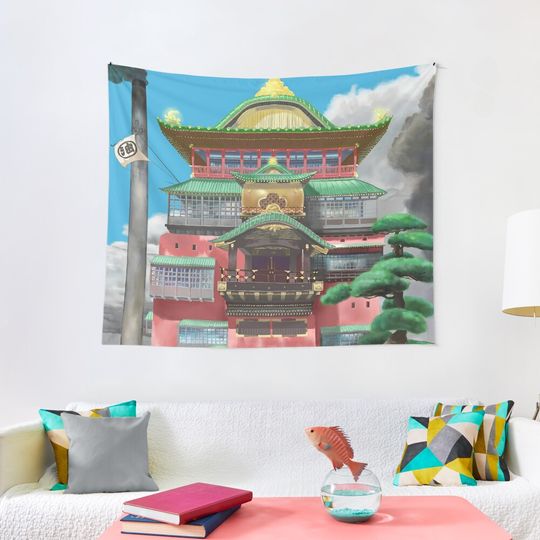 Discover Bathhouse Spirited Away Digital Art Tapestry