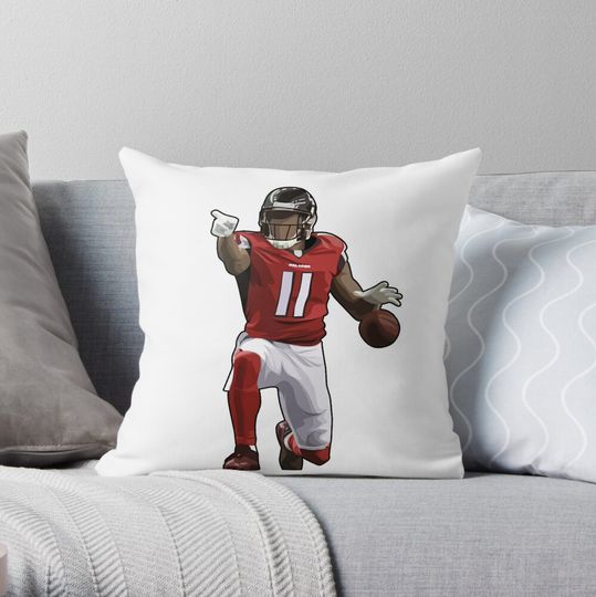 Discover Julio Jones #11 First Down Signal Throw Pillow