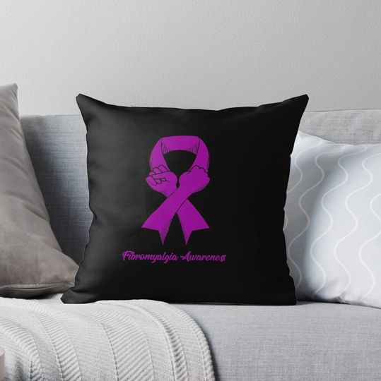 Discover Fibromyalgia Hand Ribbon Day National Fibromyalgia Awareness Day Throw Pillow