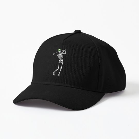 Discover Golf Funny Golfing Skeleton Golfer Halloween Pattern Cap