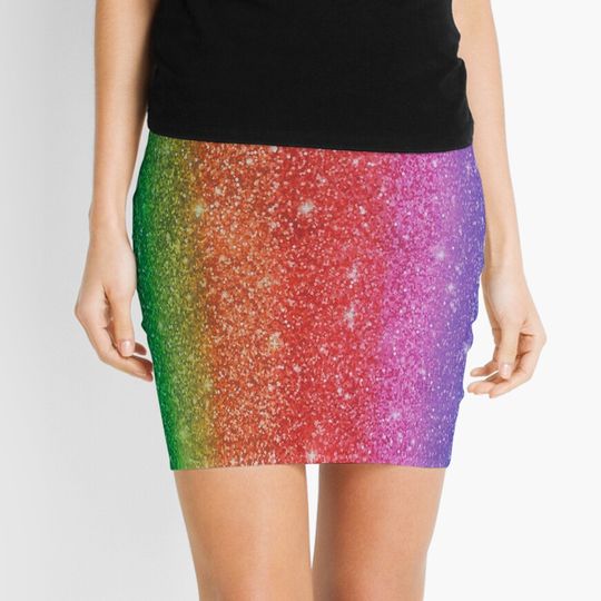Discover rainbow glitter sparkling glazing Mini Skirt