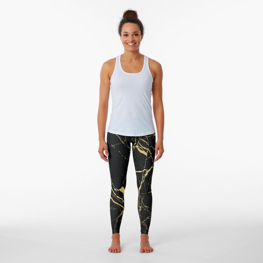 Discover Black Gold Marble Leggings