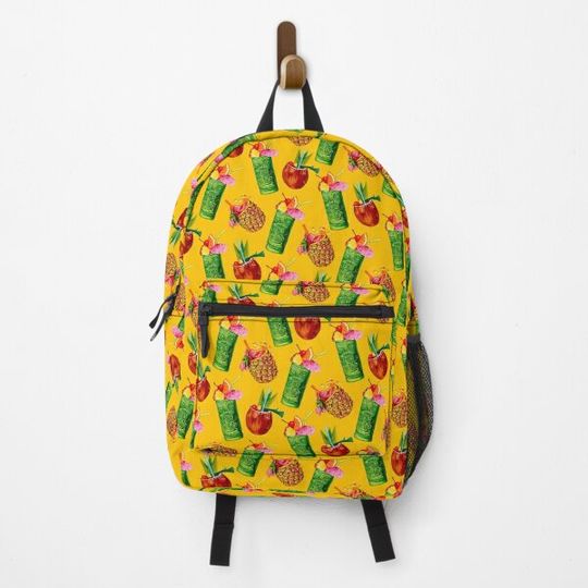 Discover Tiki Cocktail Pattern - Yellow Backpack