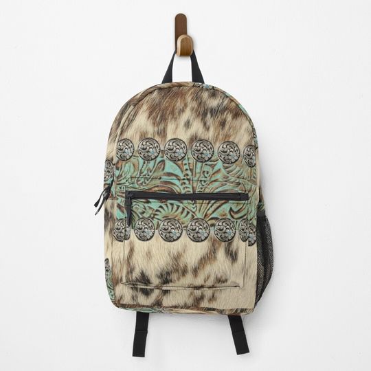 Discover Rustic brown beige teal western country cowboy fashion Backpack