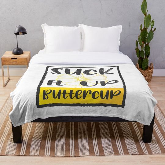 Discover Suck It Up Butter Yellow Cup Throw Blanket