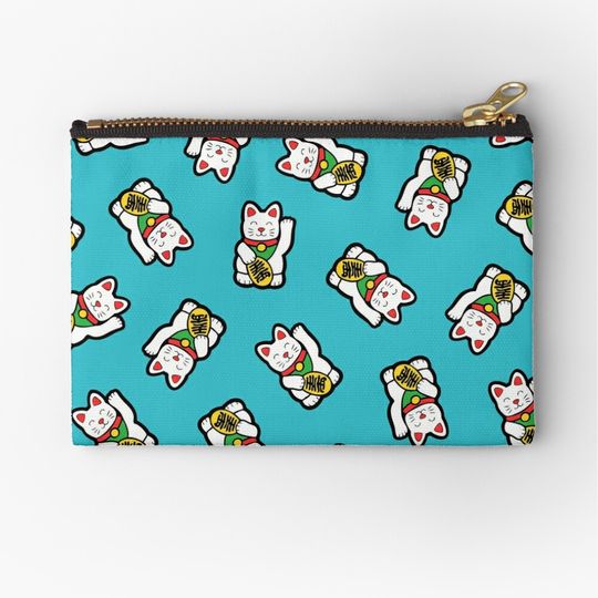 Discover Lucky Cat Pattern Zipper Pouch