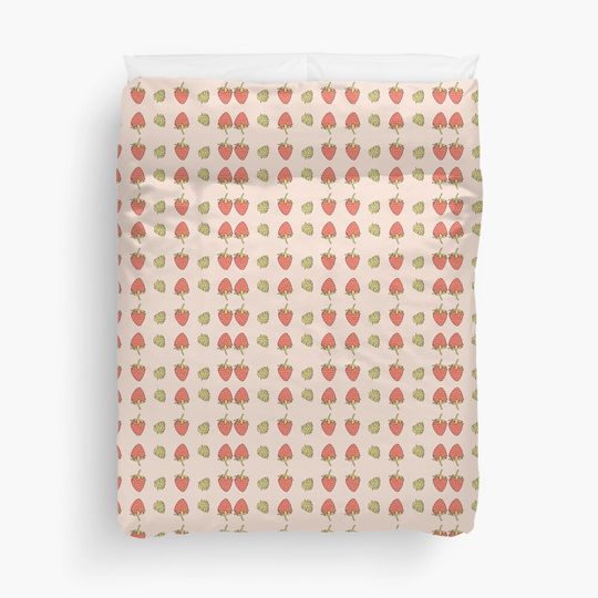 Discover Pink strawberry pattern Duvet Cover
