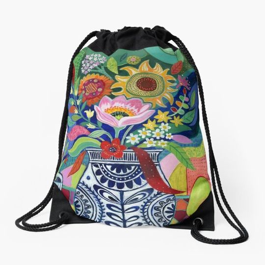 Discover Late Summer Blooms Drawstring Bag