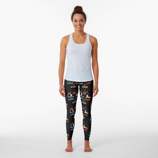Discover All I Need is Love and Yoga and Dogs Leggings