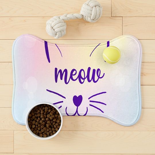 Discover Cat Pattern Pet Bowl Mat