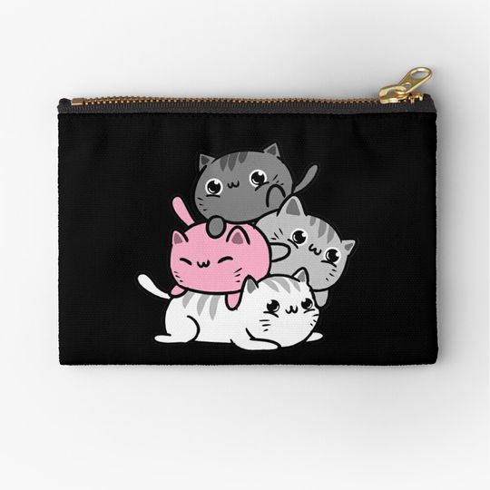 Discover Kawaii Cat Pile Demigirl Pride Zipper Pouch