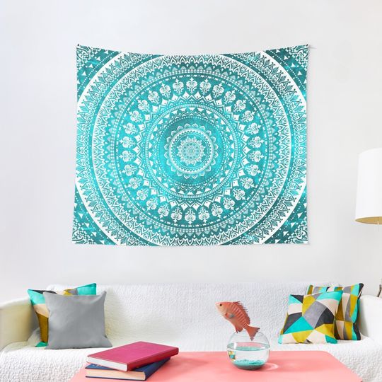 Discover Mandala Turquoise Tapestry