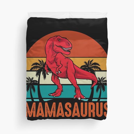 Discover Mamasaurus Dinosaurs Duvet Cover