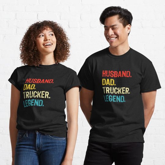 Discover Husband Dad Trucker Legend Truck Driver Father Trucker T-Shirt