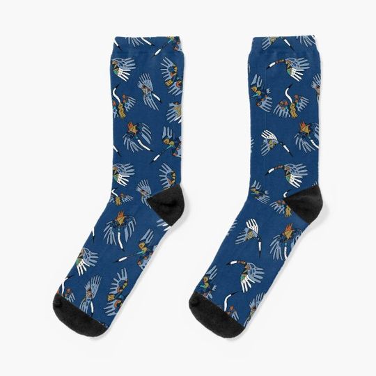 Discover Siberian crane. Wild large birds. Socks