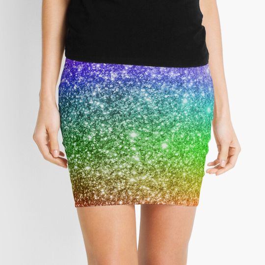 Discover Rainbow Glitter Mini Skirt
