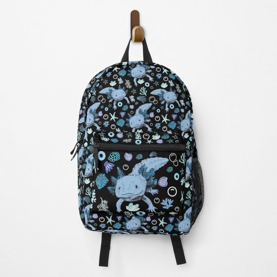 Discover Blue Axolotl Coral Pattern Backpack
