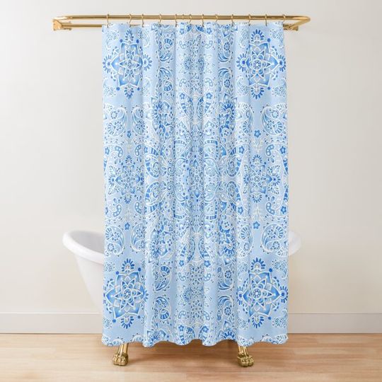 Discover Denim Blue Paisley Shower Curtain