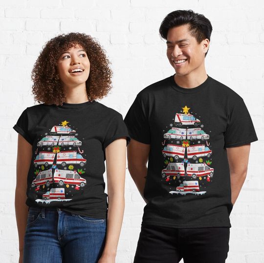 Discover Funny Ambulance Christmas Tree EMT Paramedic T-Shirt