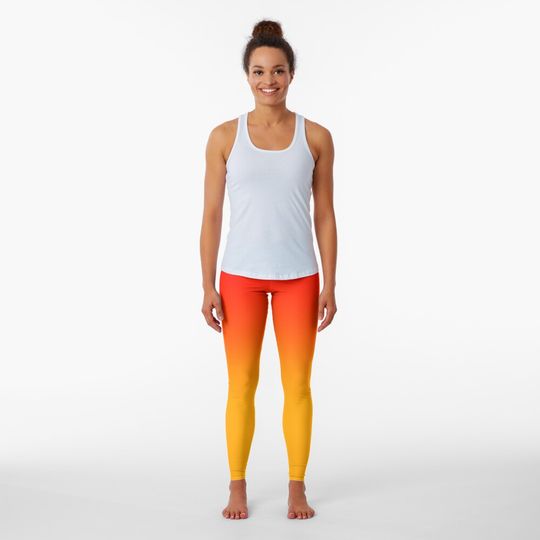Discover Red Orange Ombre Fading Gradient Leggings