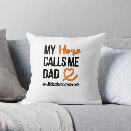 Discover MS Warrior Dad Multiple Sclerosis Awareness MS Day Throw Pillow