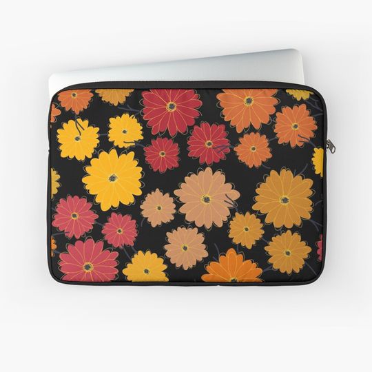 Discover Dark Floral - Autumn Flowers Laptop Sleeve