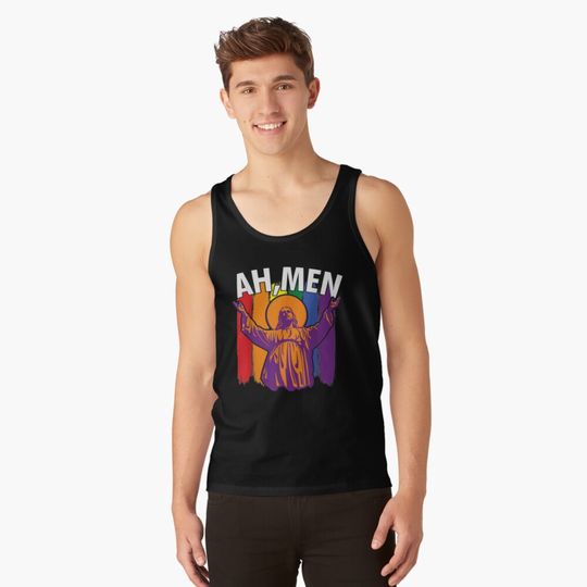 Discover Ah Men Jesus Pride Gay LGBT  Tank Top