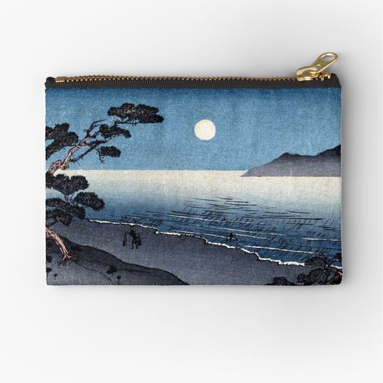 Discover 19th C. Moonlit Japanese Beach Zipper Pouch