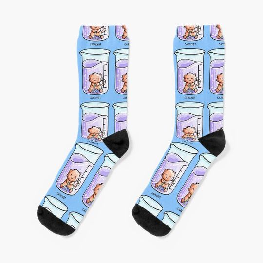 Discover Catalyst Cute Chemistry Cat Pun Socks