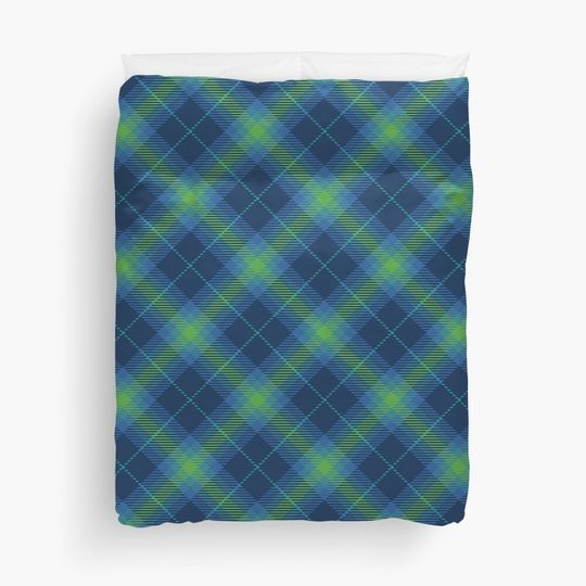 Discover Blue Green Plaid Stripes Pattern Duvet Cover
