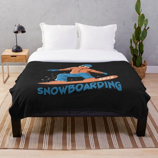 Discover Snowboarding Beijing 2022 Winter Olympics Snowboarding Throw Blanket